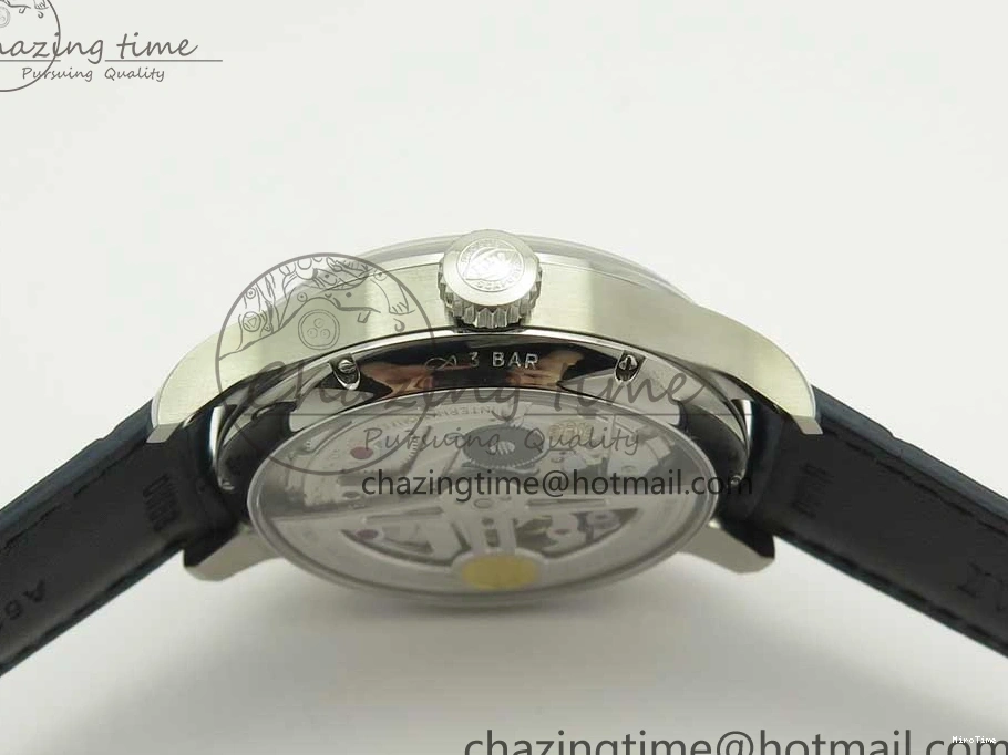MIROTIME 0521 Affordable Portuguese Real PR Real Annual Calendar IW5035 ZF 1:1 Best Edition White Dial Blue Markers on Blue Leather Strap A 7143